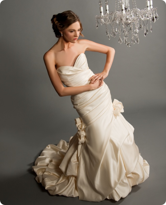 w8nnie couture sweetheart strapless gown with rosette designs
