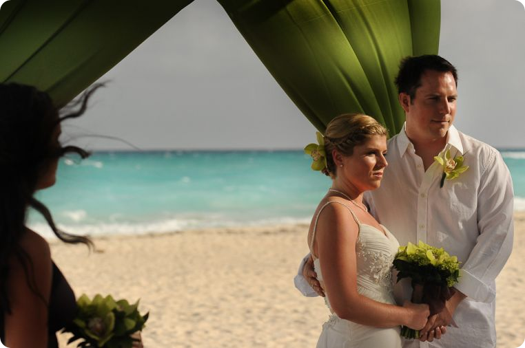 Beach Wedding Destination Wedding in Mexico under Green Canopy
