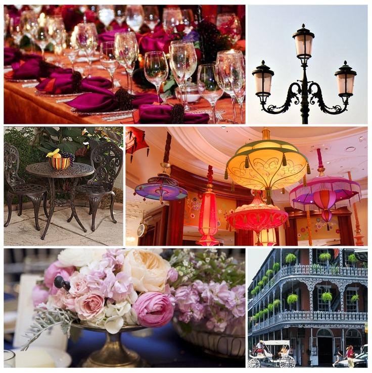 New Orleans inspiration board for weddings and events