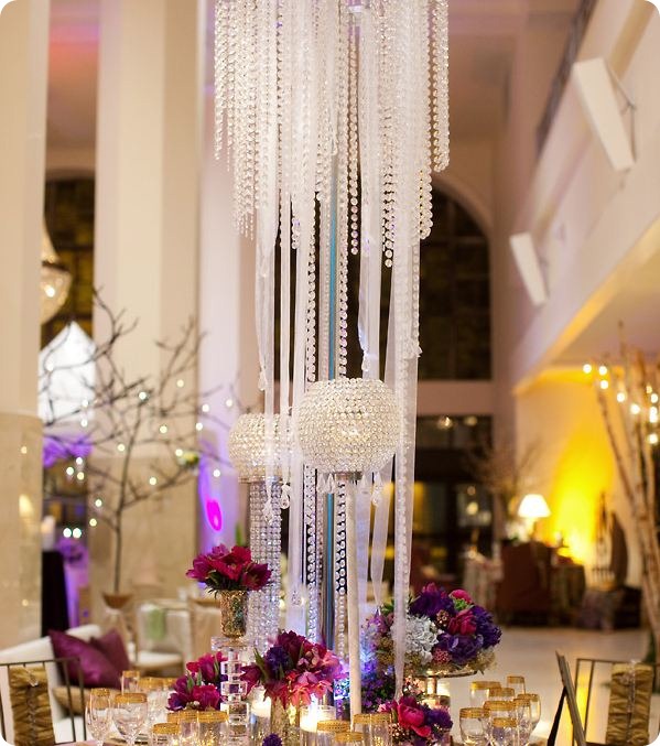  winter wedding effect with its white silver and gold hues Tall hanging 