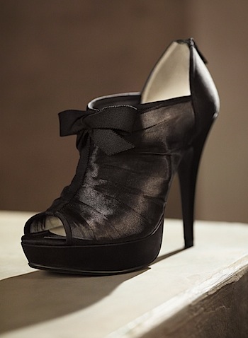 satin black bow bootie from vera wang