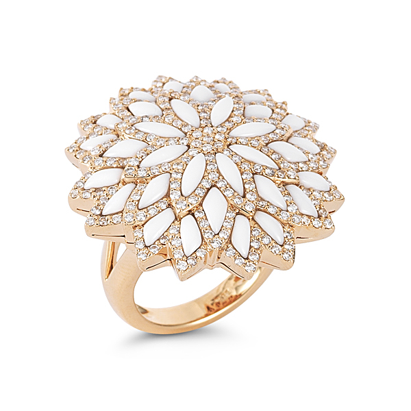  Dana Rebecca Designs Lindsey Elizabeth Ring - 14K Rose Gold with White Agate and Diamonds