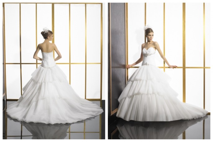 layered ball gown wedding dress by Val Stefani