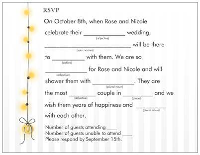Mad Libs RSVP Cards