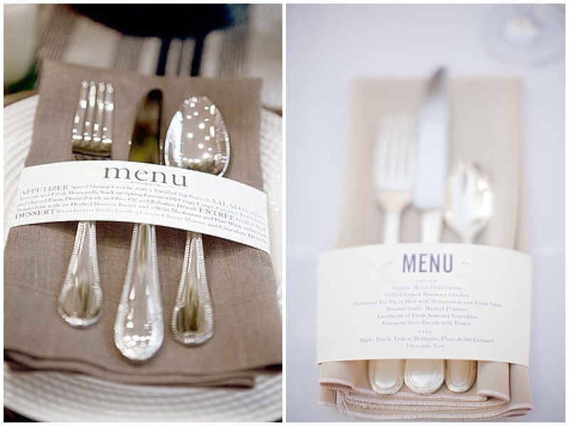 napkin menus for weddings