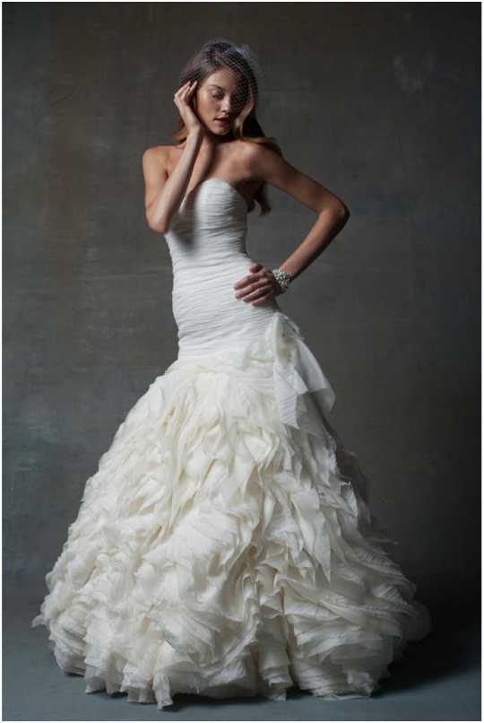 wedding dress basque waist ruffles gown isabelle armstrong
