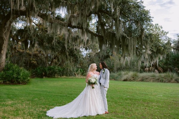 two brides at Captain's Bluff on Saint Simons Island